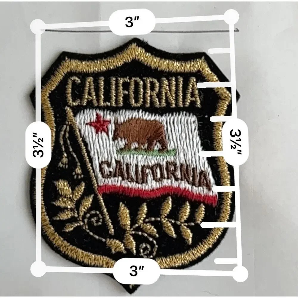 Vintage State Flag Theme CALIFORNIA Shield Patch Embroidered New P12
